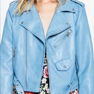 Zara Faux Leather Blue Jacket - Small - NEVER WORN